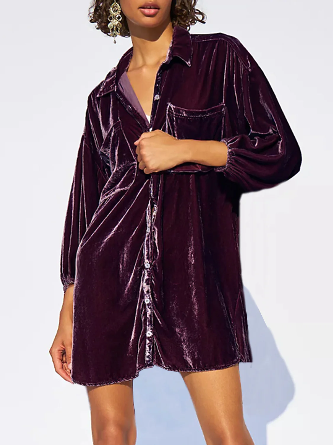 Collared Neck Button Down Long Sleeve Shirt - Image 10