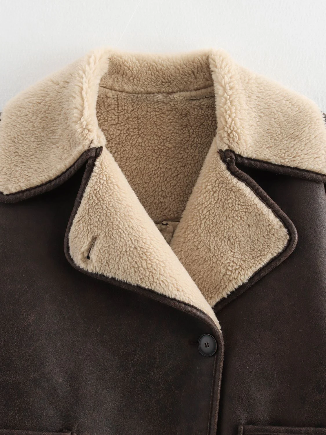 Collared Neck Long Sleeve Plush Jacket - Image 10