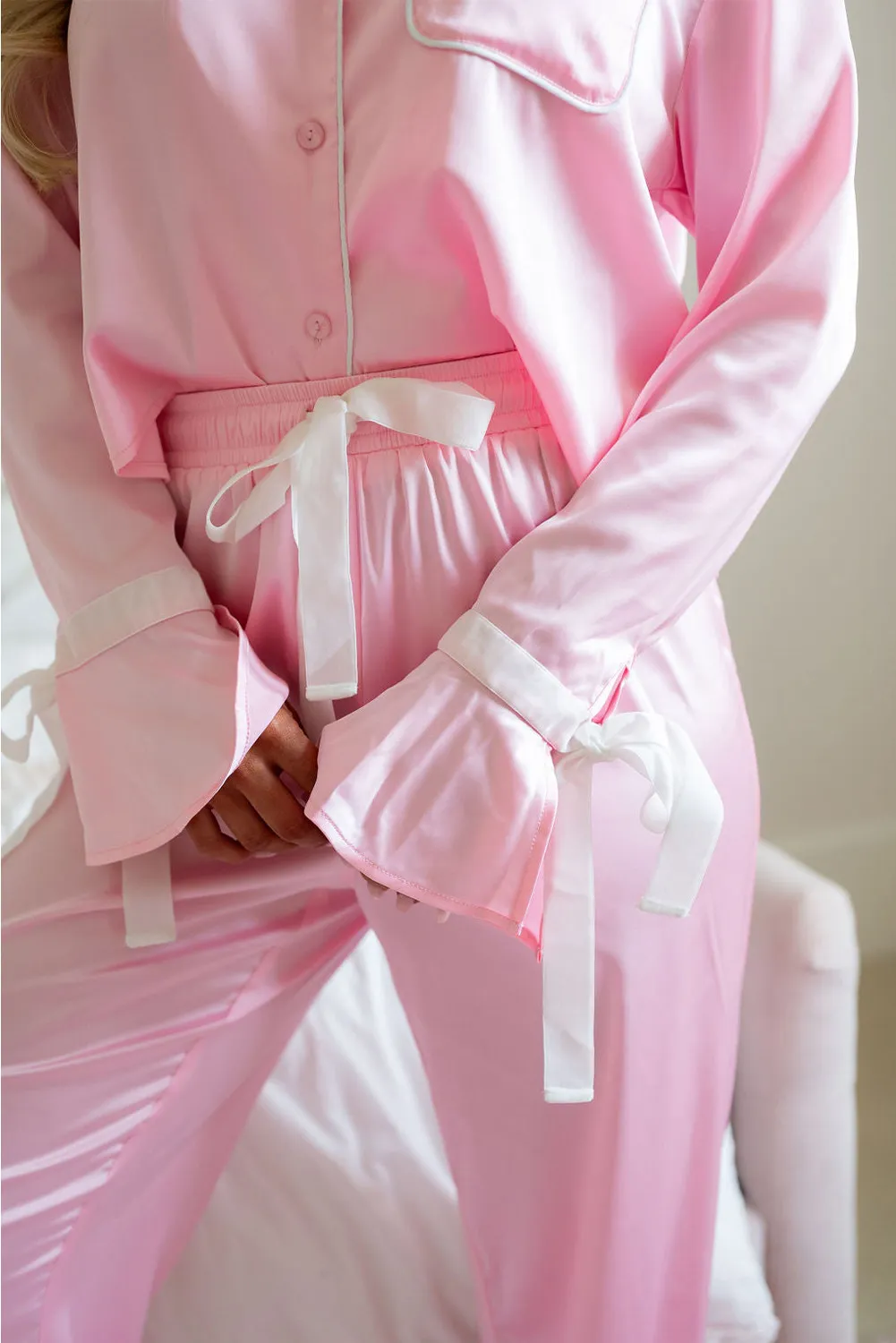 Collared Neck Long Sleeve Top and Pants Lounge Set - Image 3