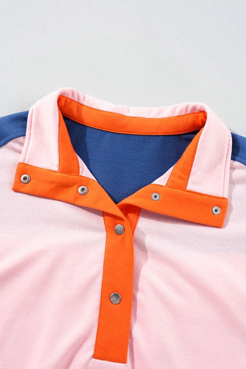 Color Block Half Buttoned Ruffled Short Sleeve T Shirt - Image 8