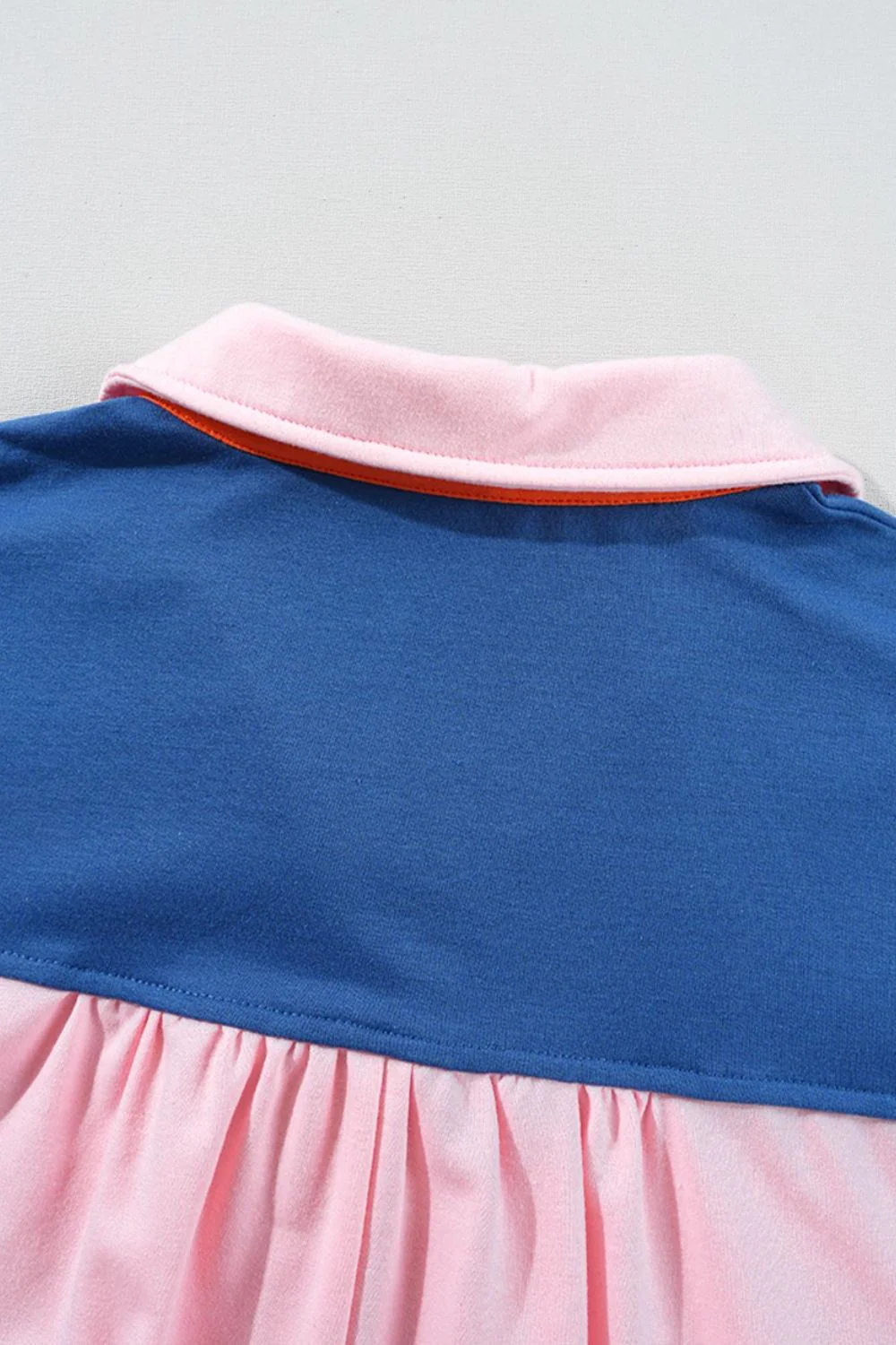 Color Block Half Buttoned Ruffled Short Sleeve T Shirt - Image 9
