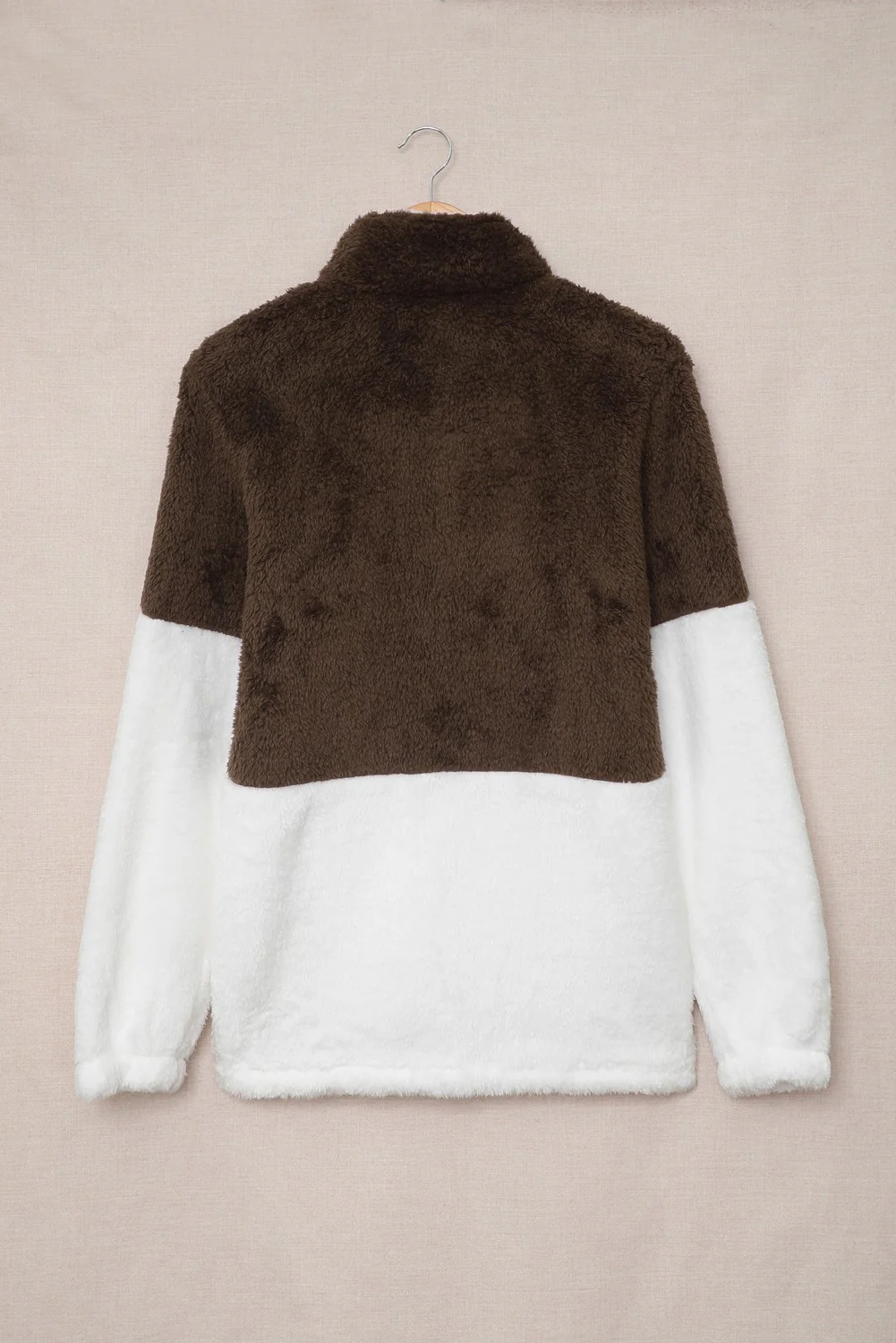 Color Block Half Zip Long Sleeve Fuzzy Sweatshirt - Image 6
