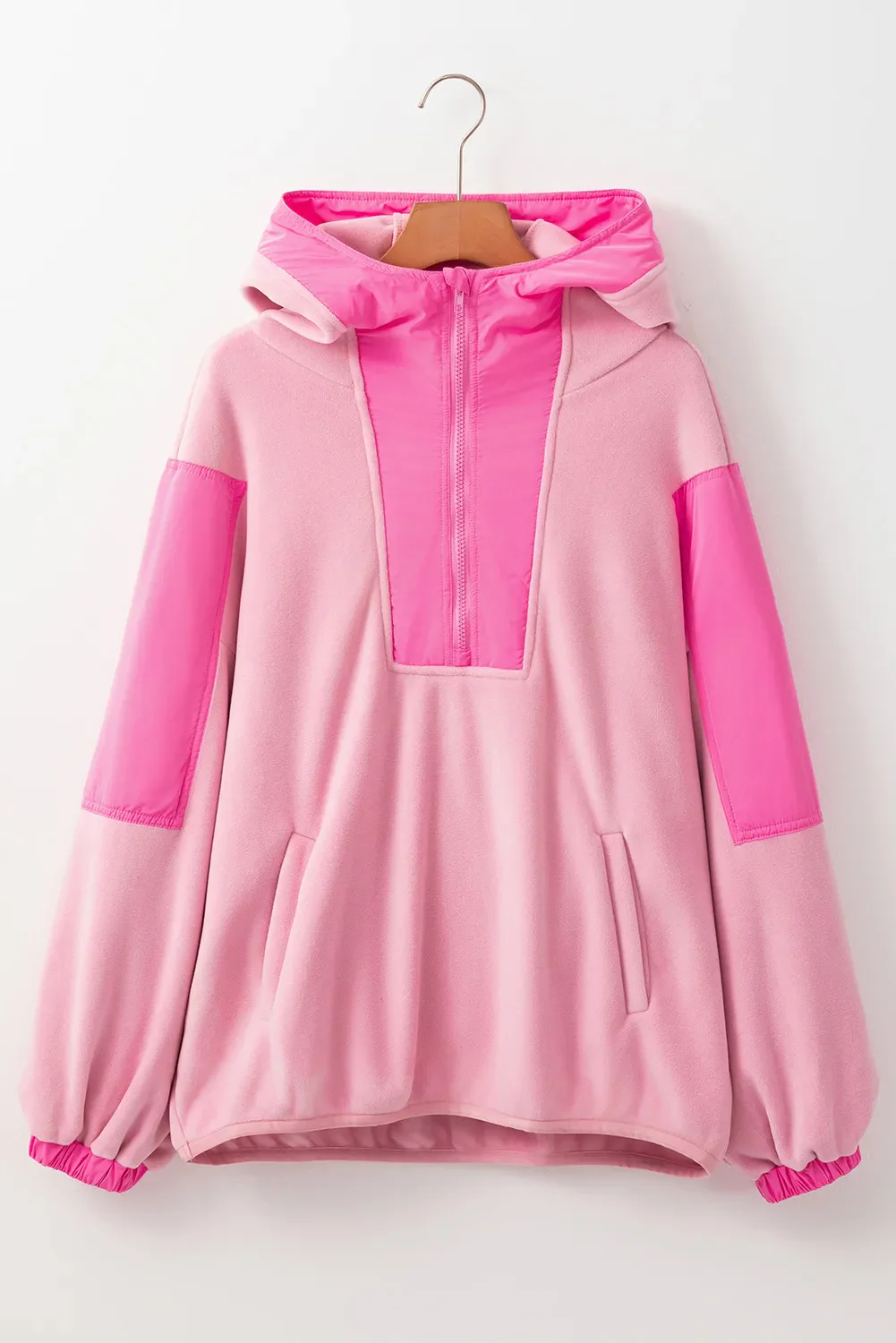Color Block Half Zip Long Sleeve Hoodie - Image 13