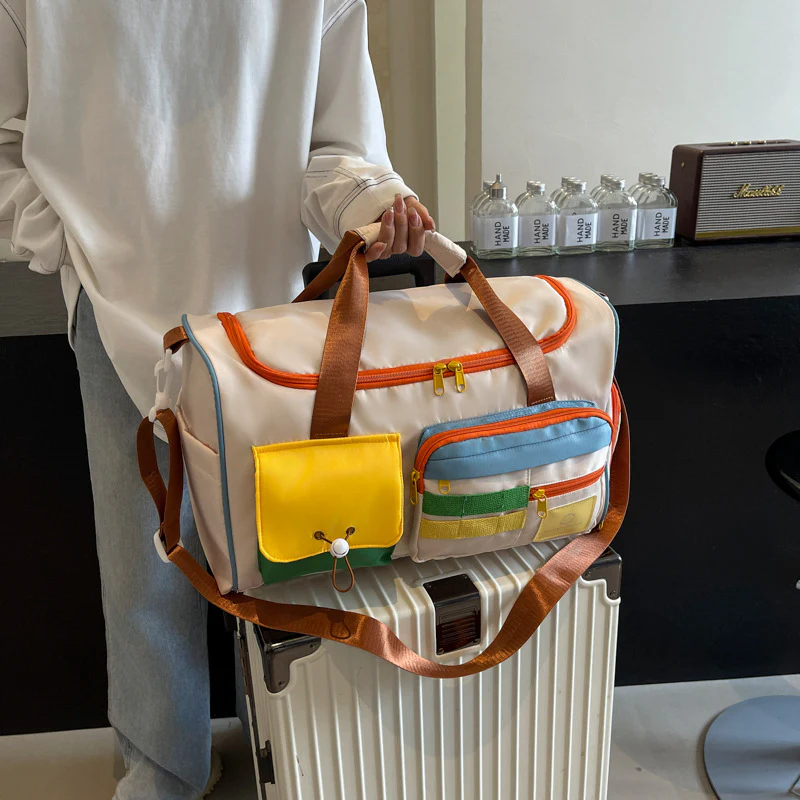 Color Block Multi-Pockets Travel Bag - Image 4