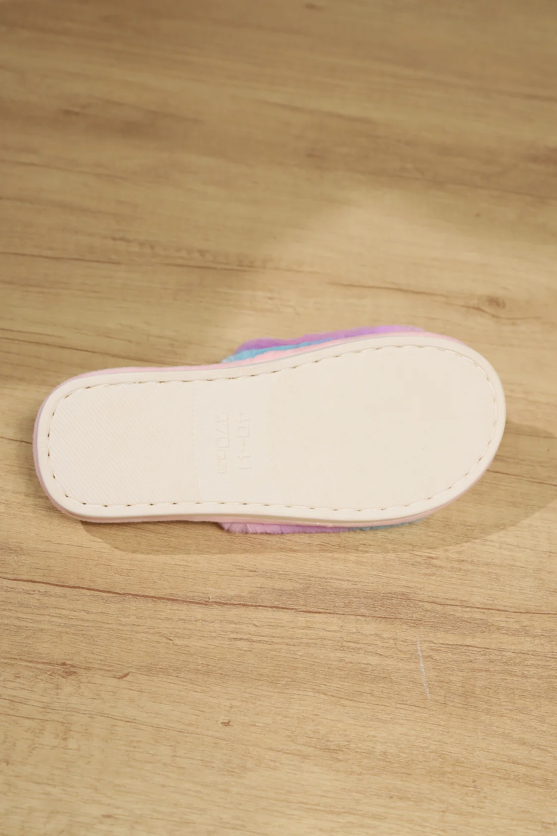 Color Block Open Toe Faux Fur PVC Slippers - Image 12