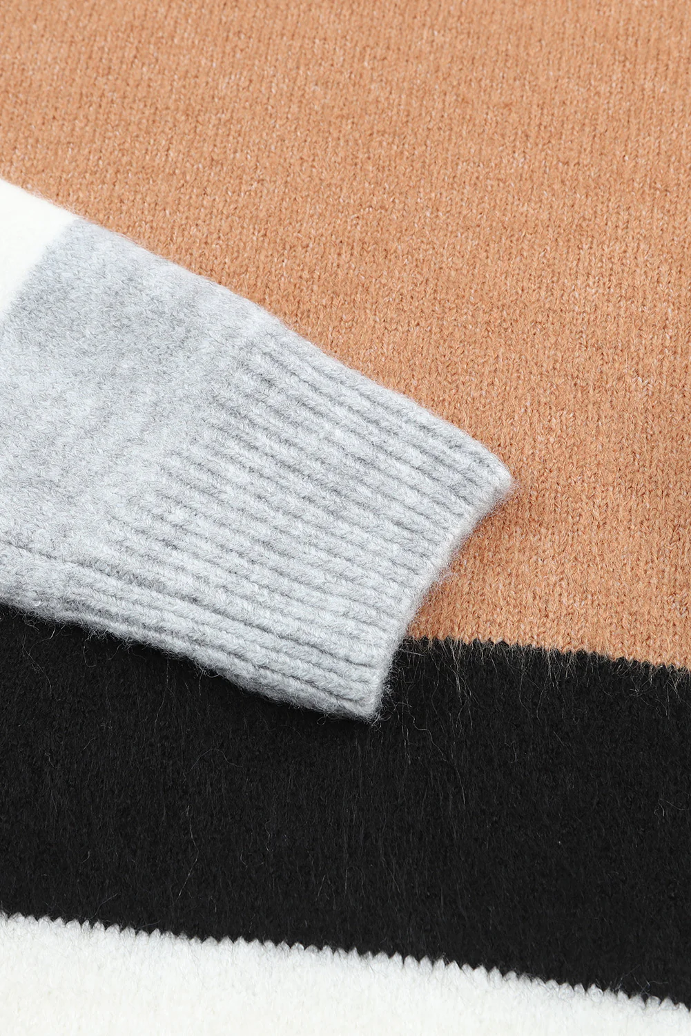 Color Block Round Neck Dropped Shoulder Sweater - Image 9