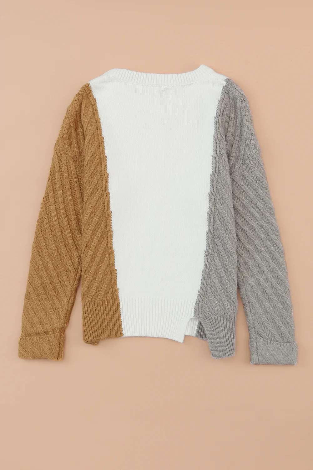 Color Block Textured Drop Shoulder Sweater - Image 10