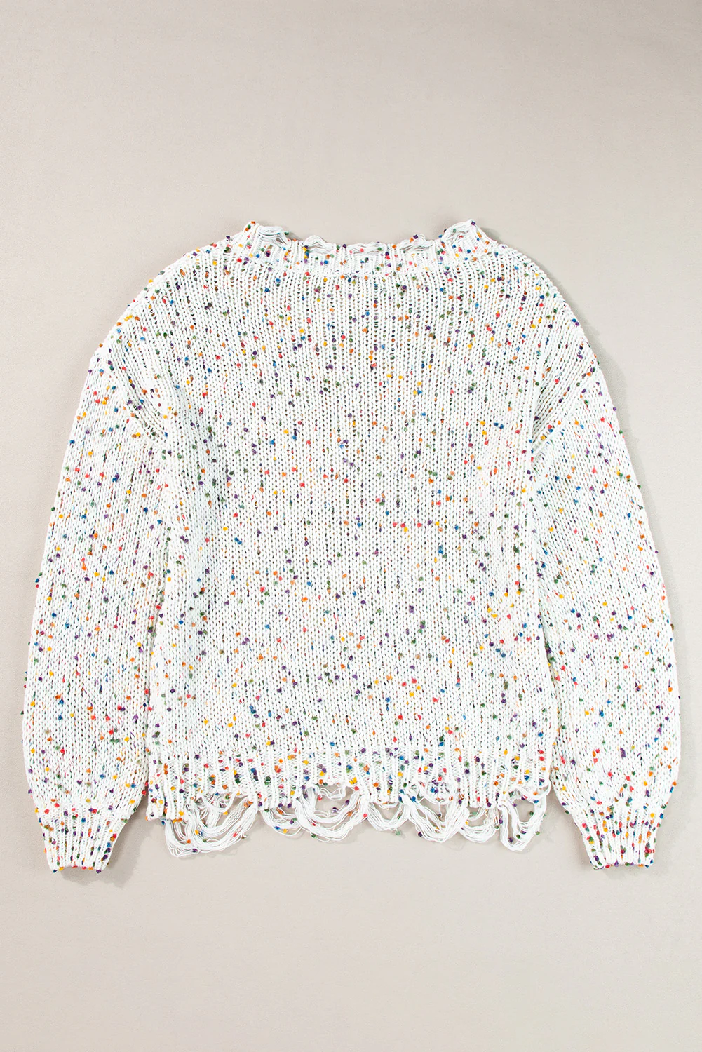 Confetti Distressed Hem Long Sleeve Sweater - Image 8
