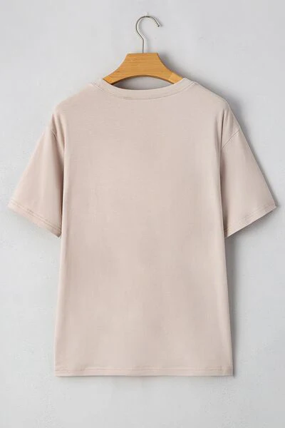 Contrast Checkered Baseball Graphic Round Neck Short Sleeve T-Shirt - Image 5