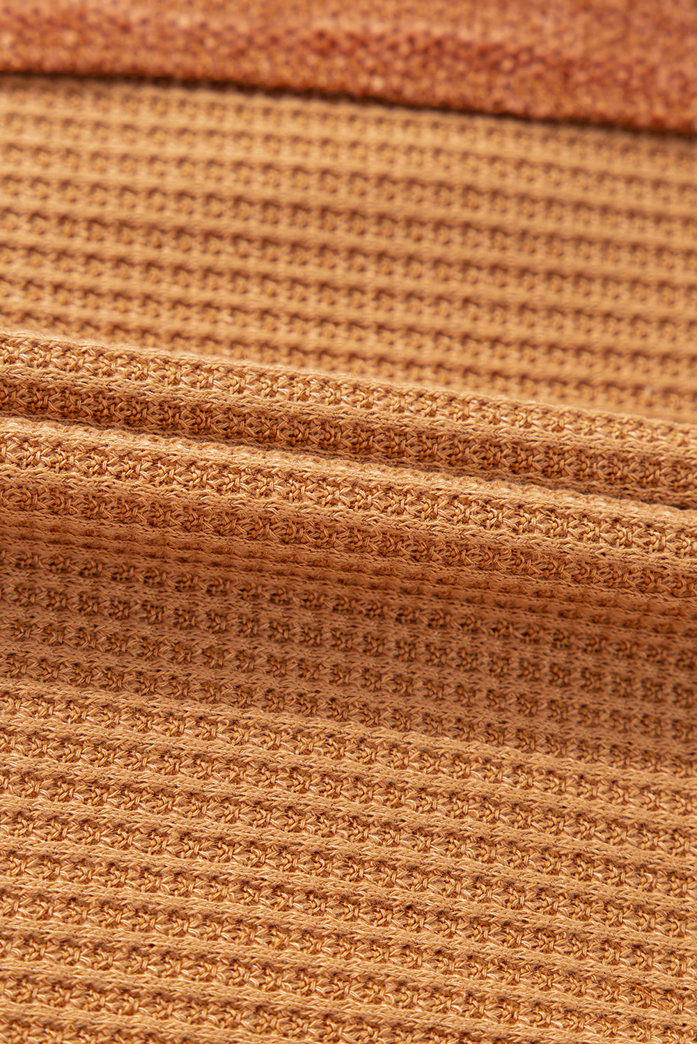 Contrast Patched Exposed Seam Waffle Knit Henley Top - Image 7