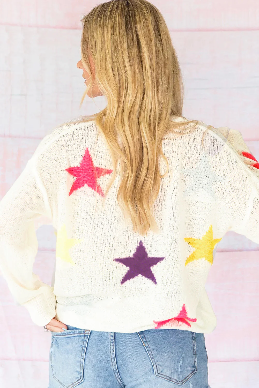 Contrast Star Round Neck Sweater - Image 3