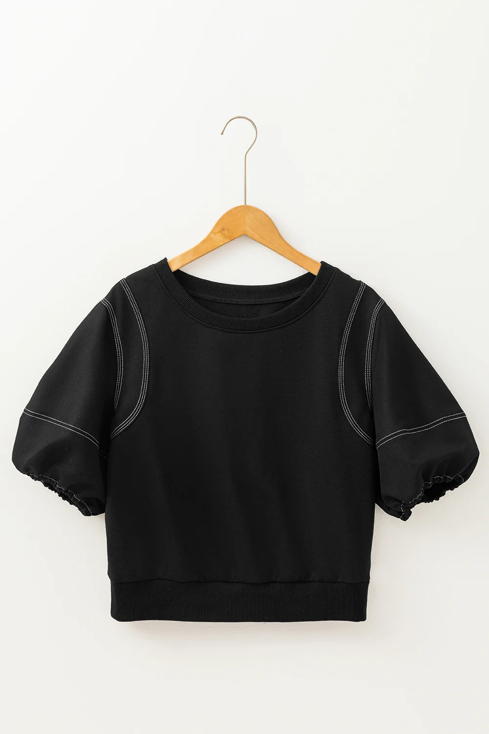 Contrast Stitches Detail Half Sleeve Blouse - Image 3