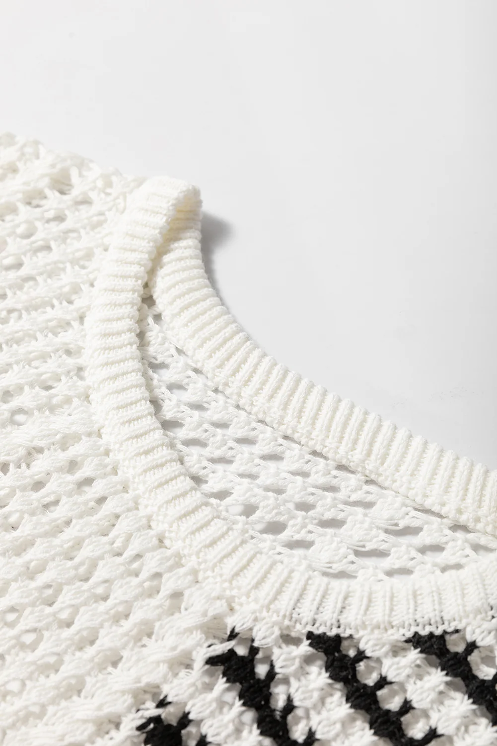 Contrast Striped Crochet Long Sleeve Knit Cover Up - Image 7