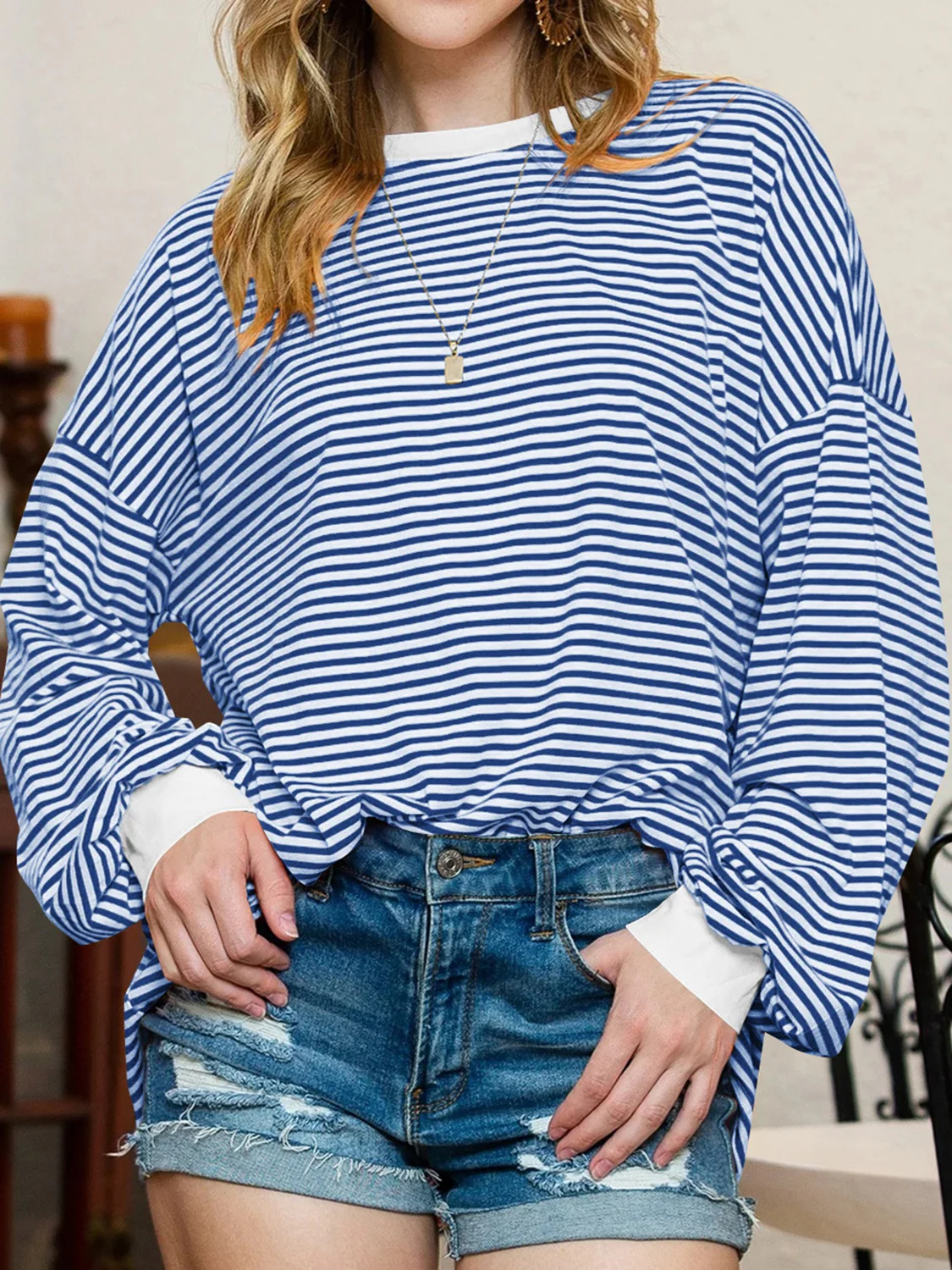 Contrast Striped Long Sleeve Sweatshirt - Image 11