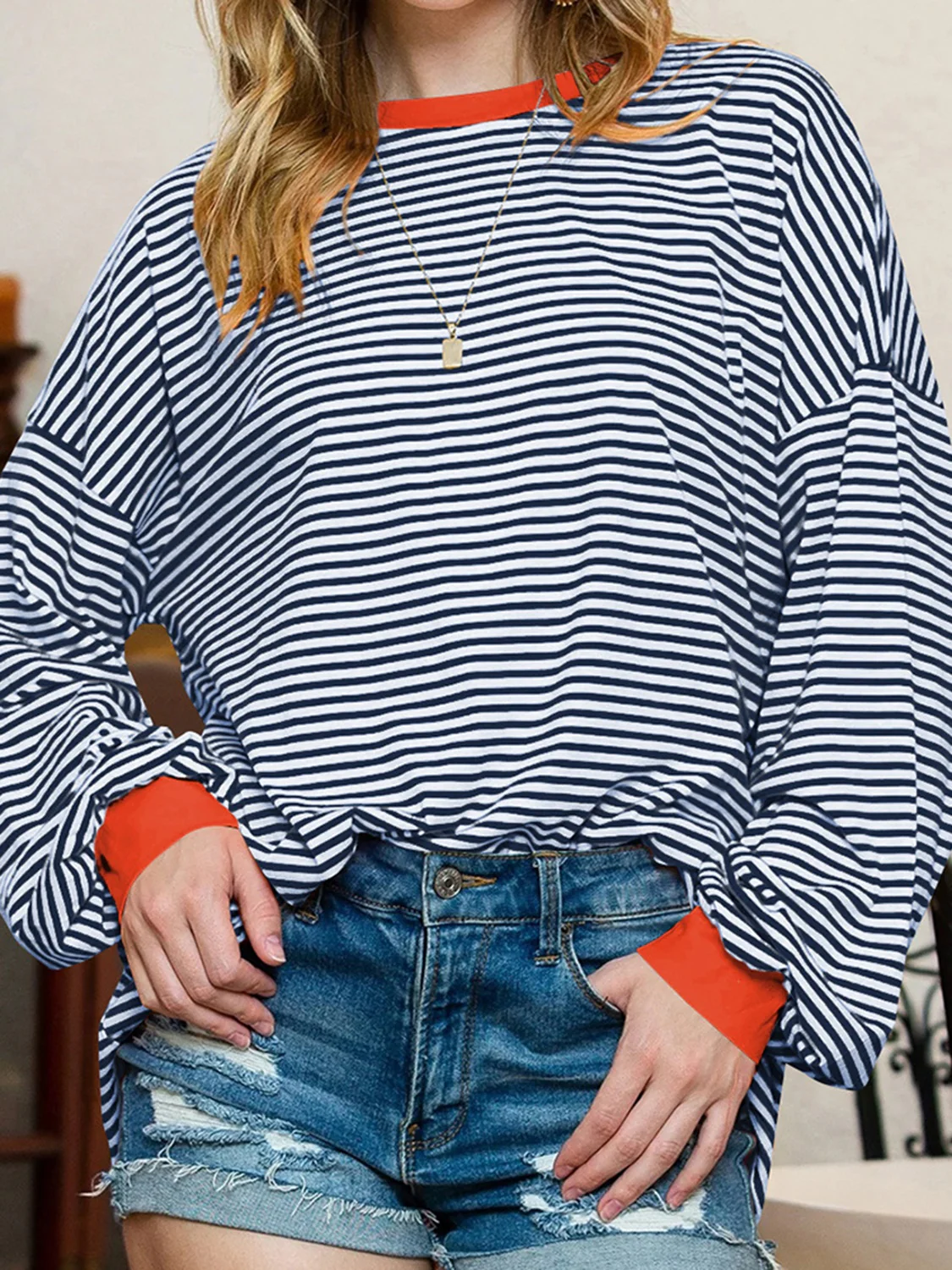 Contrast Striped Long Sleeve Sweatshirt - Image 16