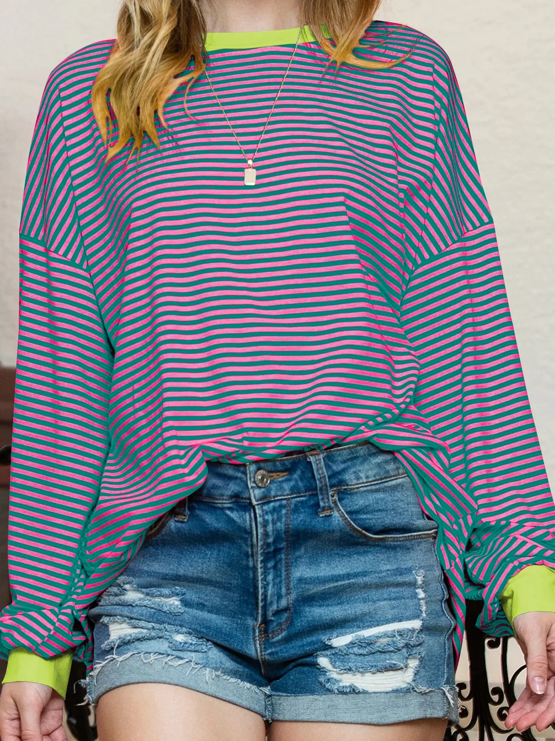 Contrast Striped Long Sleeve Sweatshirt - Image 8