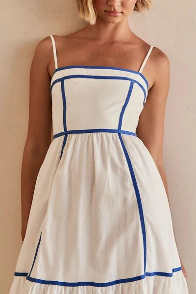 Contrast Trim Square Neck Midi Cami Dress - Image 2
