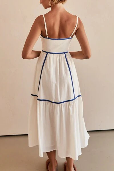 Contrast Trim Square Neck Midi Cami Dress - Image 4