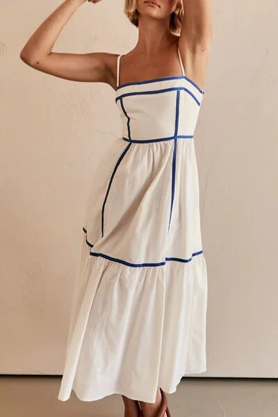 Contrast Trim Square Neck Midi Cami Dress - Image 6