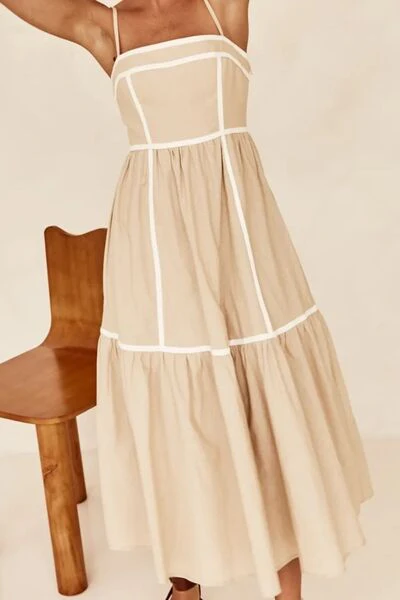 Contrast Trim Square Neck Midi Cami Dress - Image 10