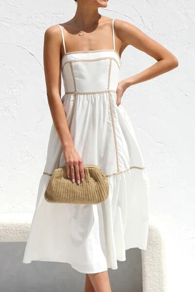 Contrast Trim Square Neck Midi Cami Dress - Image 2