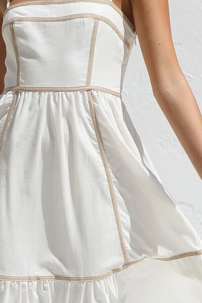 Contrast Trim Square Neck Midi Cami Dress - Image 3