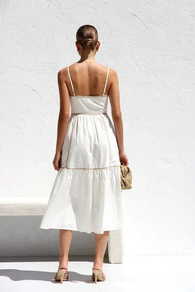 Contrast Trim Square Neck Midi Cami Dress - Image 6