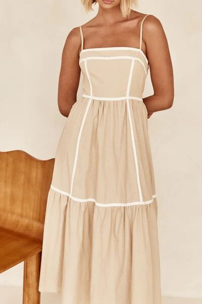 Contrast Trim Square Neck Midi Cami Dress - Image 2
