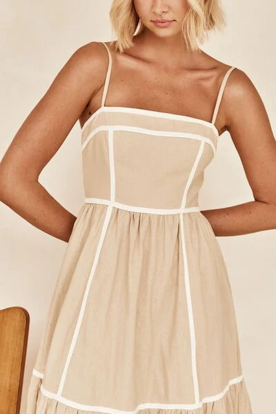 Contrast Trim Square Neck Midi Cami Dress - Image 3