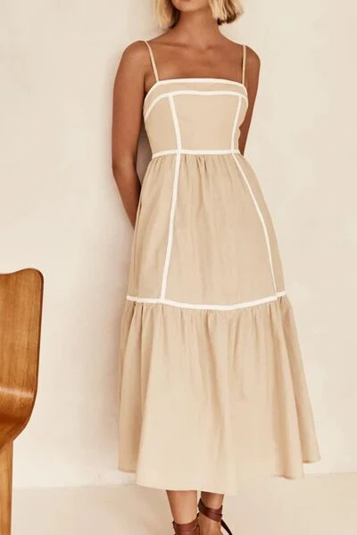 Contrast Trim Square Neck Midi Cami Dress - Image 5