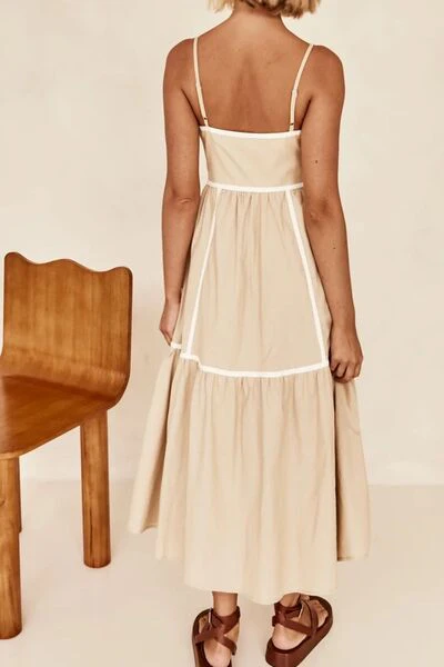 Contrast Trim Square Neck Midi Cami Dress - Image 6