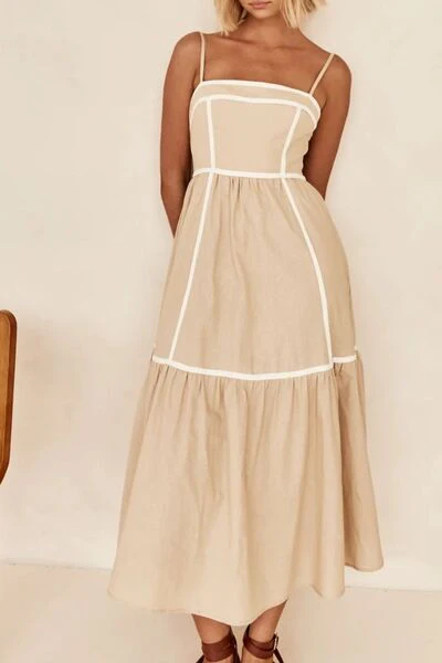 Contrast Trim Square Neck Midi Cami Dress - Image 7