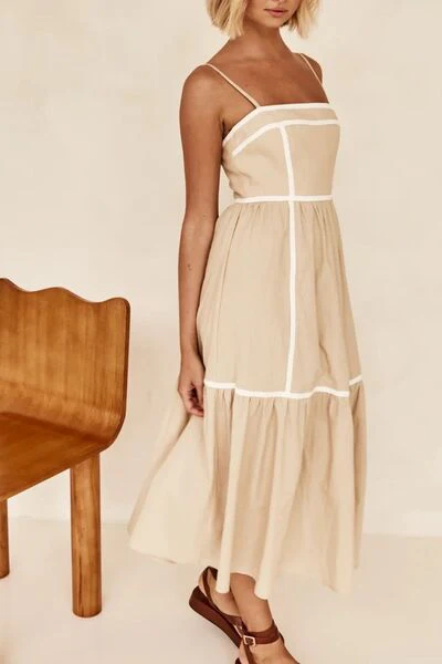 Contrast Trim Square Neck Midi Cami Dress - Image 8
