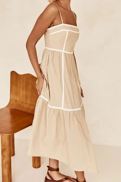 Contrast Trim Square Neck Midi Cami Dress - Image 9