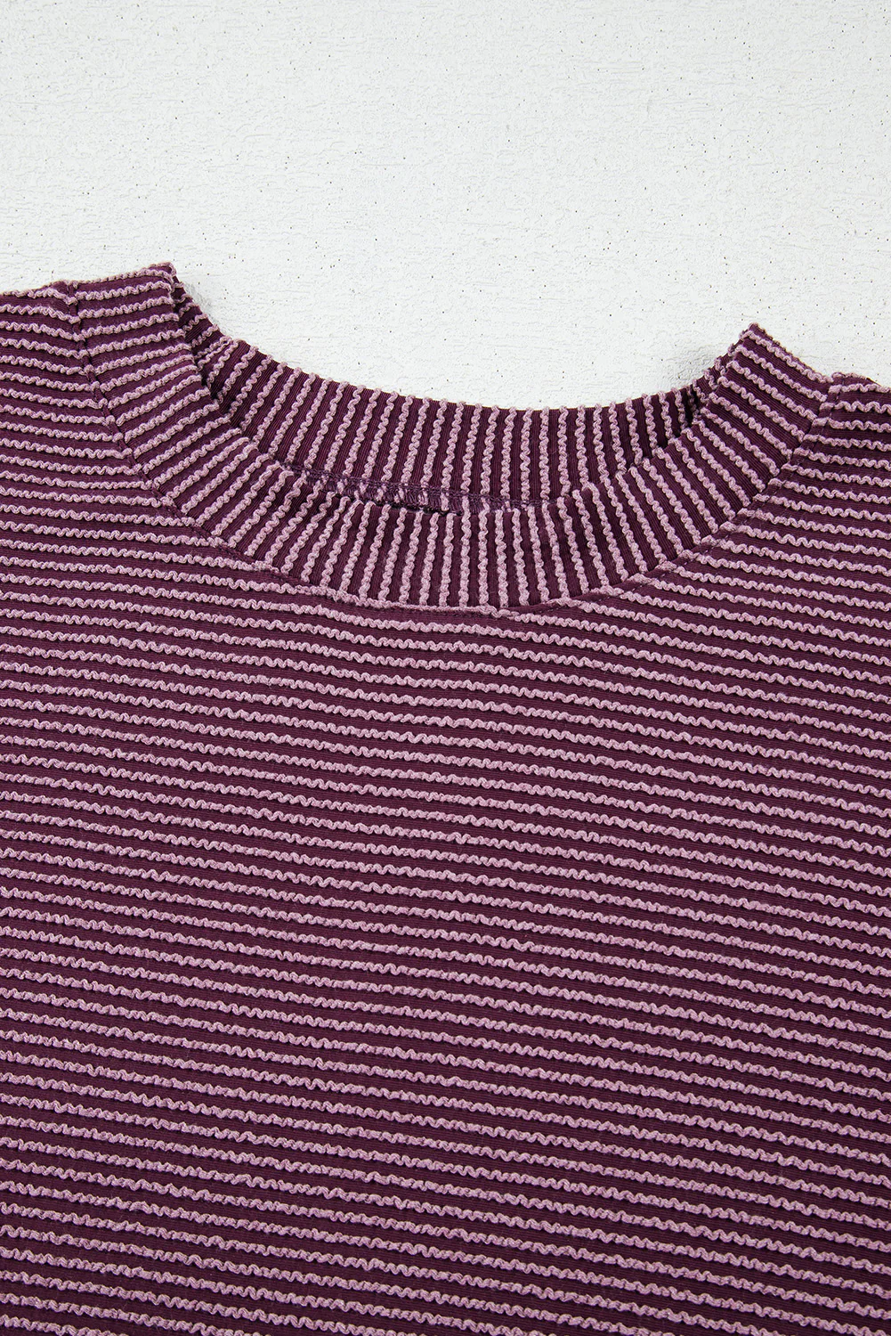Corded Knit Mock Neck Short Sleeve T Shirt - Image 6