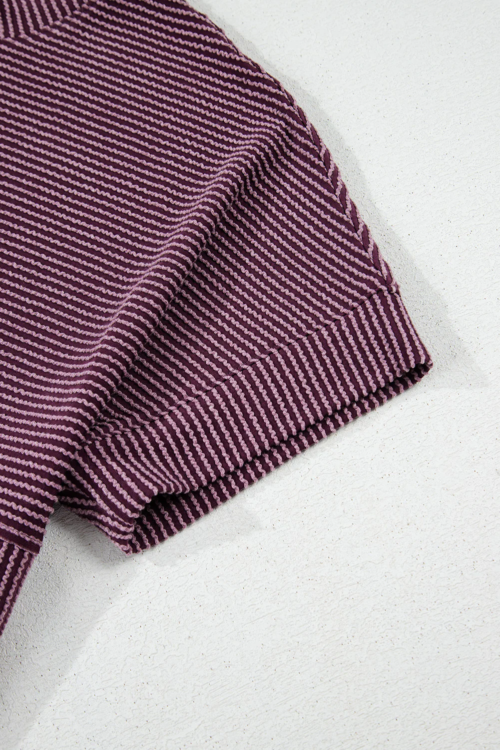 Corded Knit Mock Neck Short Sleeve T Shirt - Image 8