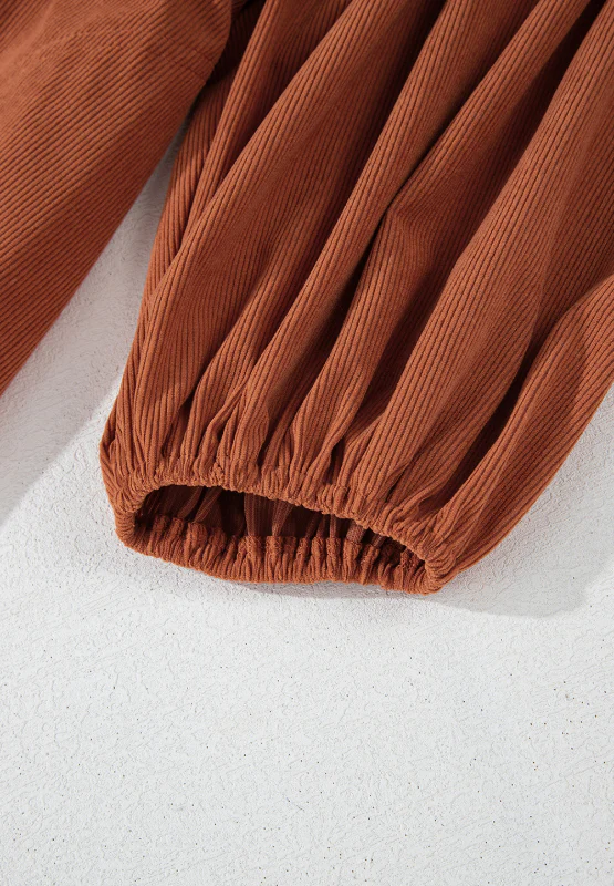 Corduroy Quarter Snap Three-Quarter Sleeve Dress - Image 9