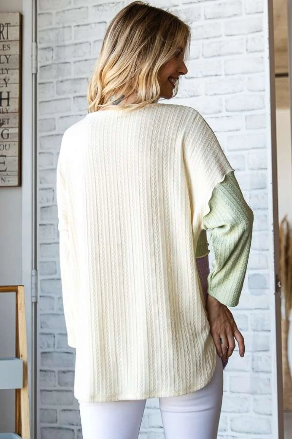 Culture Code Color Block Round Neck Dropped Shoulder Blouse - Image 3