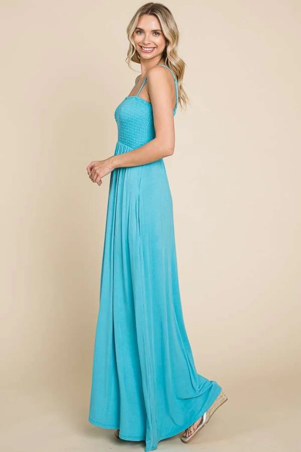 Culture Code Full Size Smocked Cami Maxi Dress with Pockets - Image 3