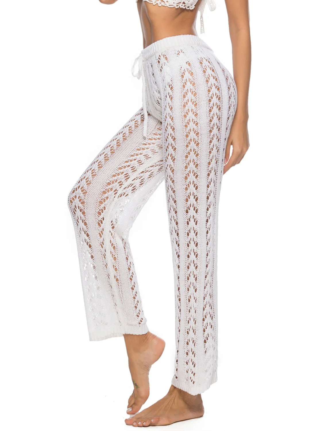 Cutout Drawstring High Waist Swim Pants - Image 6