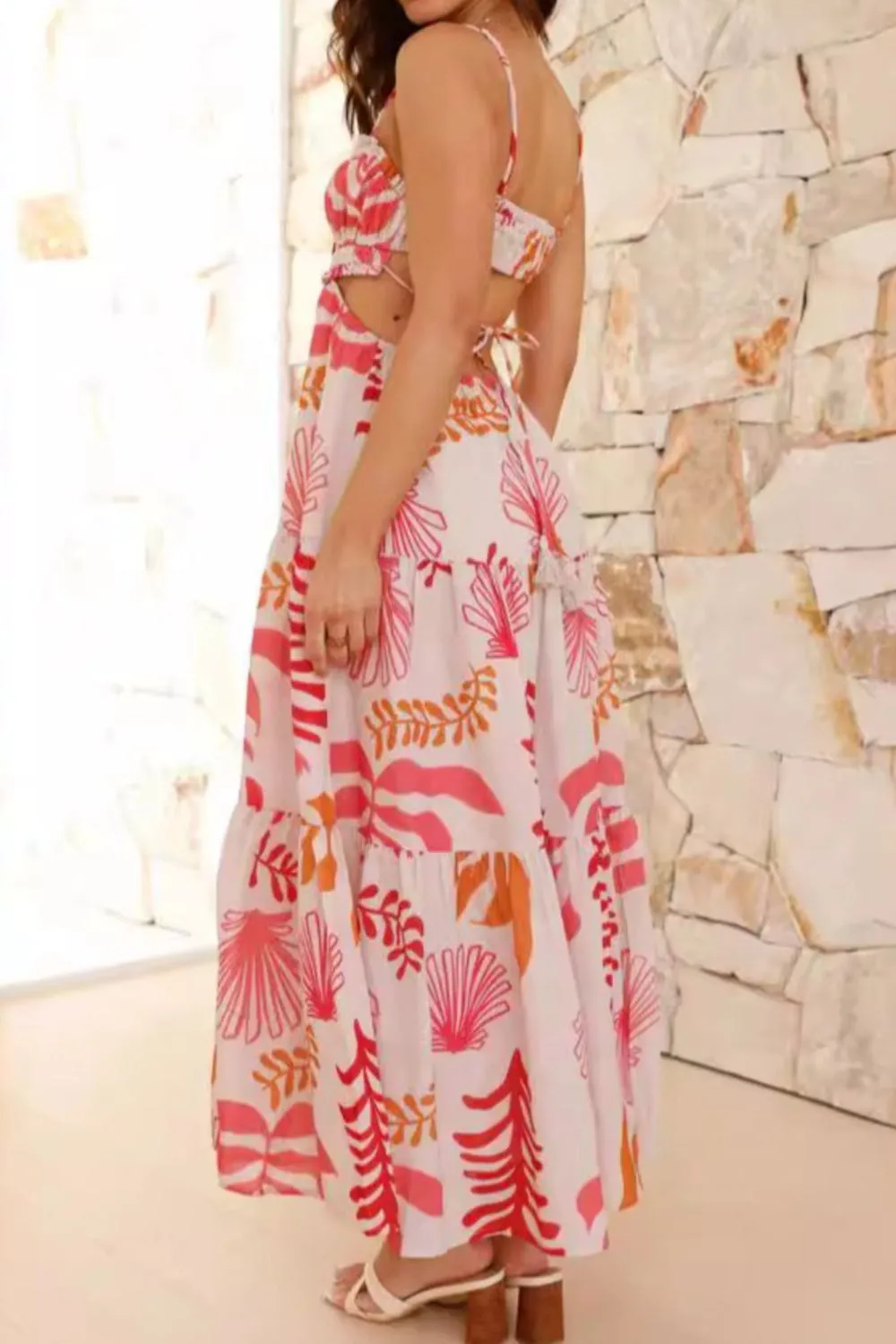 Cutout Printed Sleeveless Midi Cami Dress - Image 12