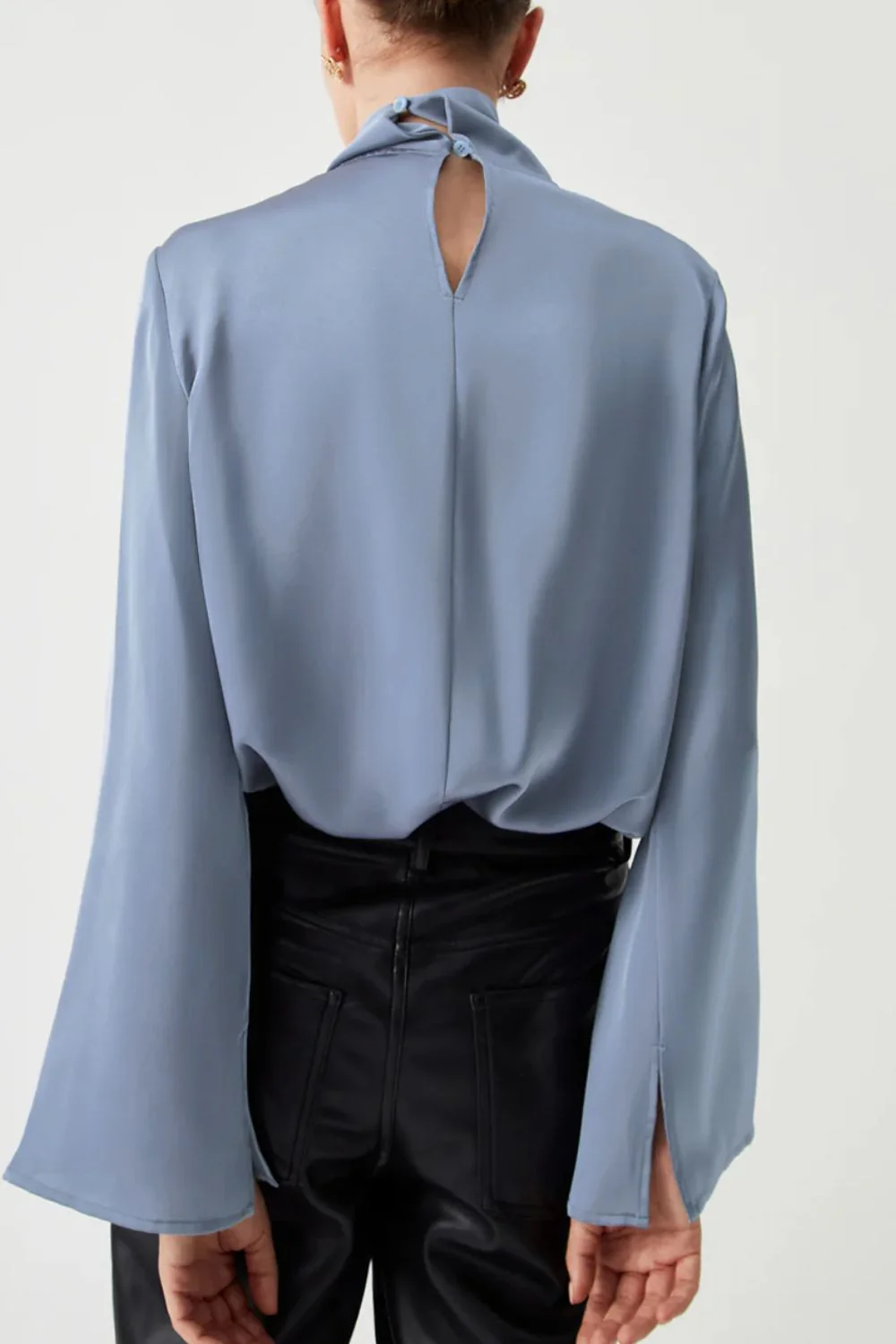 Cutout Turtleneck Long Sleeve Blouse - Image 3