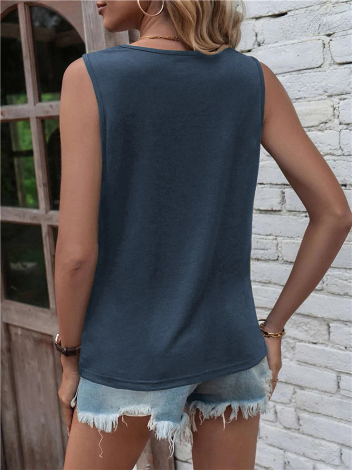 Cutout Twisted Round Neck Tank - Image 13