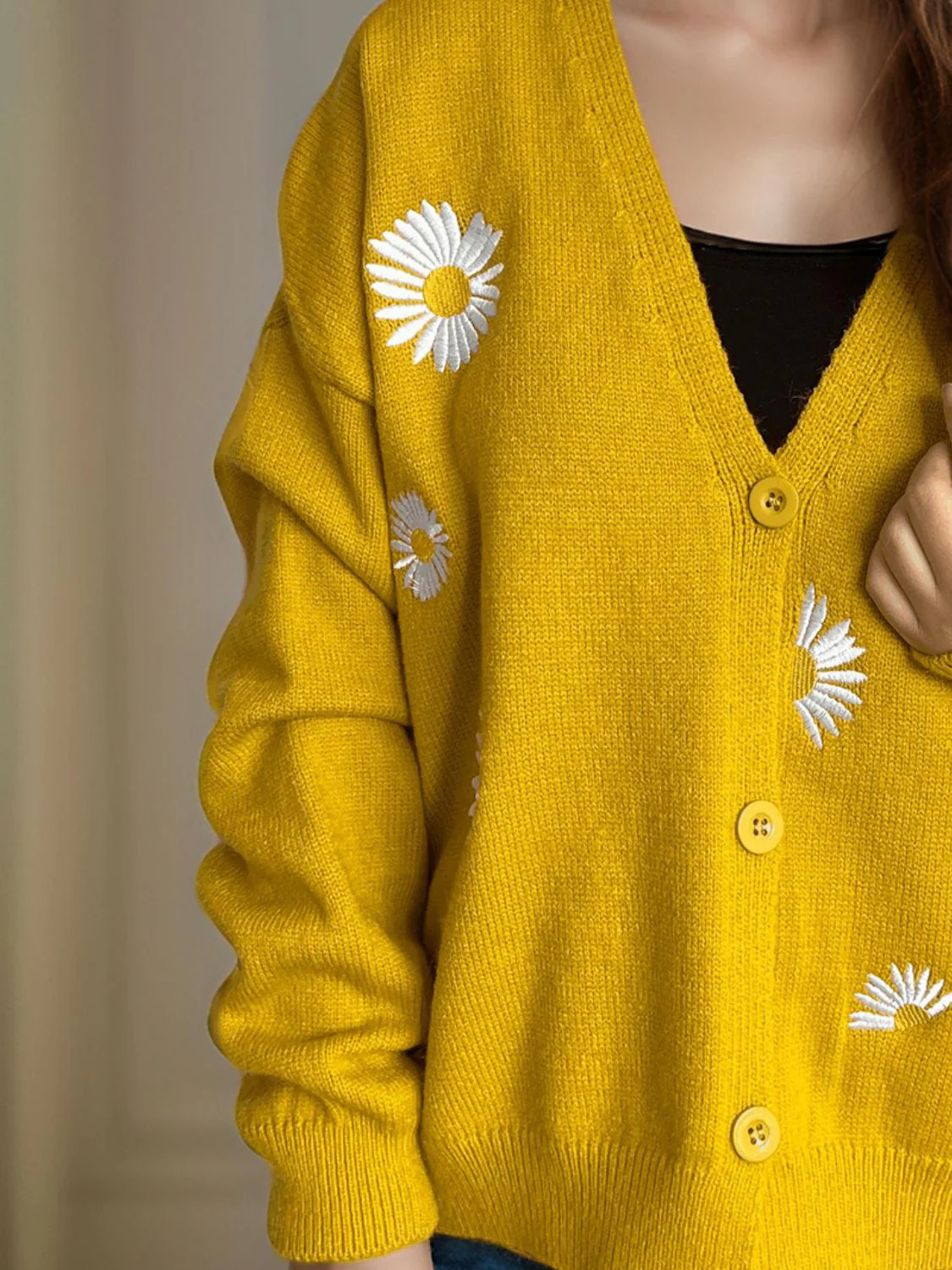 Daisy Button Up V-Neck Cardigan - Image 14