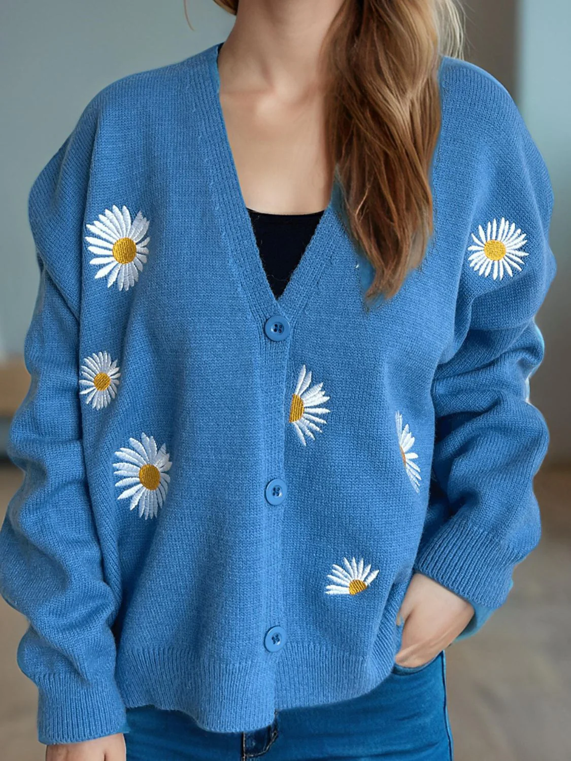 Daisy Button Up V-Neck Cardigan - Image 20