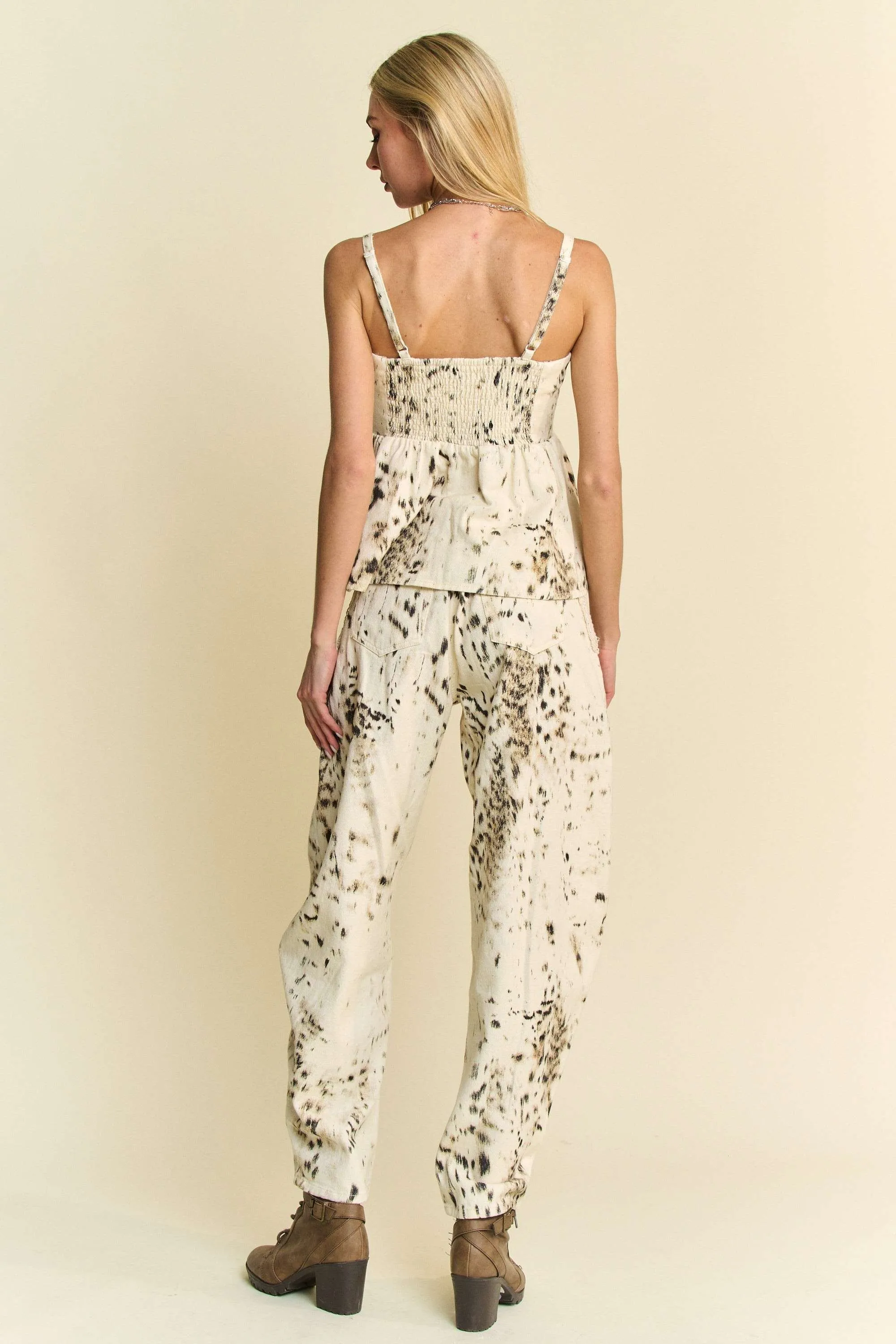 Davi & Dani Abstract Tie Dye Dot Lace Detail Barrel Pants - Image 10