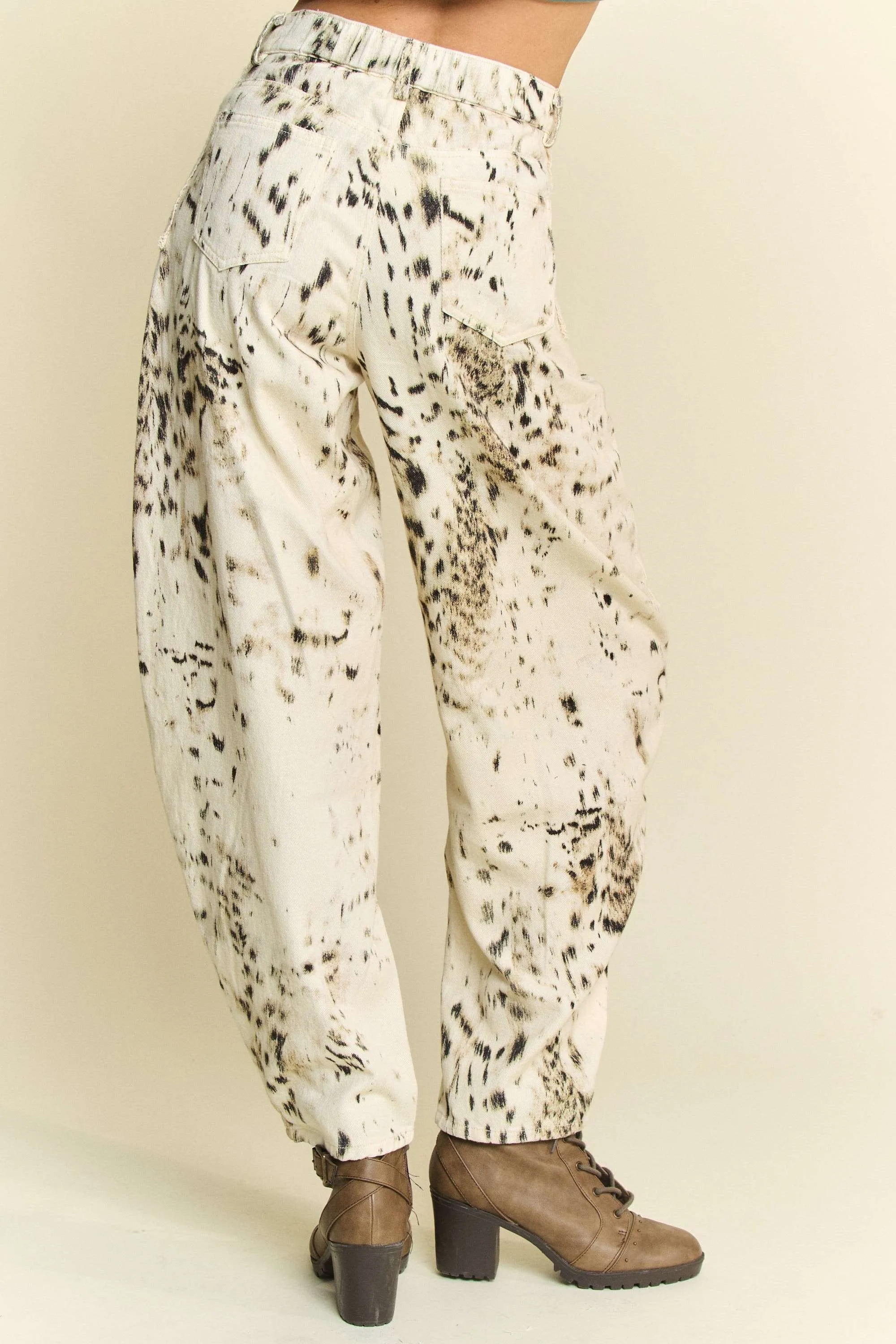 Davi & Dani Abstract Tie Dye Dot Lace Detail Barrel Pants - Image 6