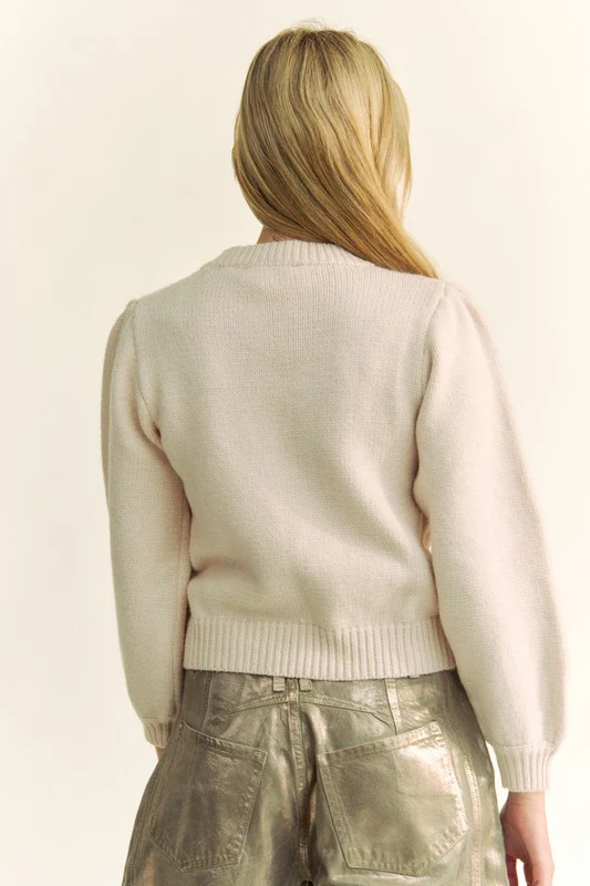 Davi & Dani Crochet Strawberry Round Neck Sweater - Image 2