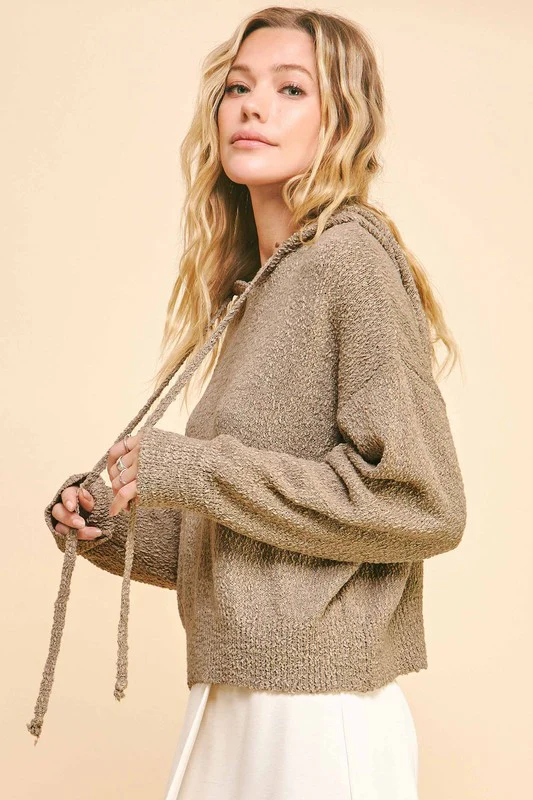 Davi & Dani Drop Shoulder Long Sleeve Hooded Sweater - Image 2