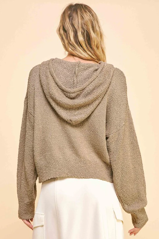 Davi & Dani Drop Shoulder Long Sleeve Hooded Sweater - Image 3